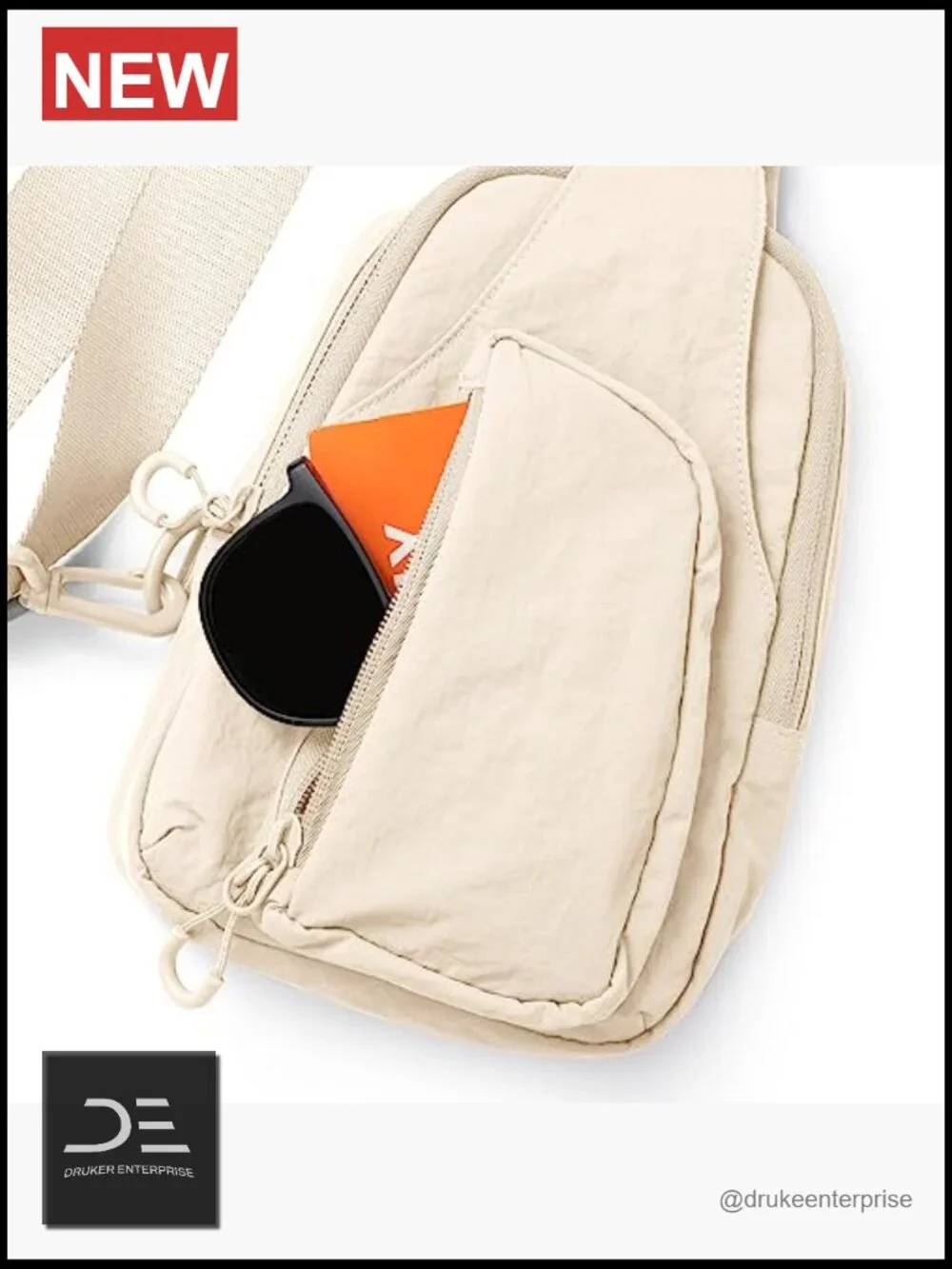 Sling Bag with Adjustable Straps Crossbody Chest Backpack Nylon Lightweight